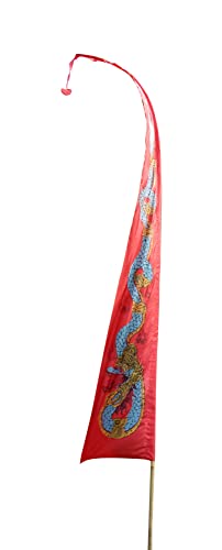 DEKOVALENZ - Drachenfahne Dragon, 5 Meter rot, Stoff ohne Stange, für Hindu Ritual Bali Fahne von DEKOVALENZ