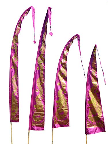 DEKOVALENZ - Drachenfahnen-Stoff GOLD DRAGON mit herzförmiger Spitze, versch. Farben + Längen, Fahnenlänge:5 Meter, Farbe:purpur von DEKOVALENZ