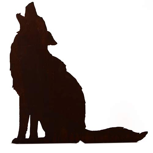 Dekowelt Gießen Wolf HEULEND Höhe 72cm Gartenstecker Edelrost Rost Metall Rostfigur Hund Fuchs Jagd Tier + Original Pflegeanleitung von Steinfigurenwelt von DEKOWELT