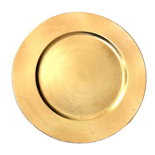 DEKOWELTEN 6 x Event Platzteller Dekoteller Durchm. 33cm Farbe: Gold Kunststoff wiederverwendbar von Dekowelten