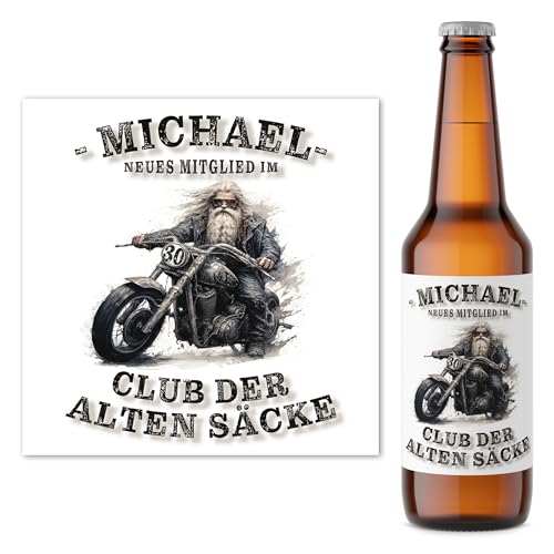 30. Geburtstag Mann Bieretiketten personalisiert Motorrad Männergeschenk Bier Geschenk für Männer Geburtstagsgeschenk Flaschenetikett Bierflaschen Etiketten 6 Stück | 9x9 cm (30 Jahre) von DEL MÀ Unique & Personal