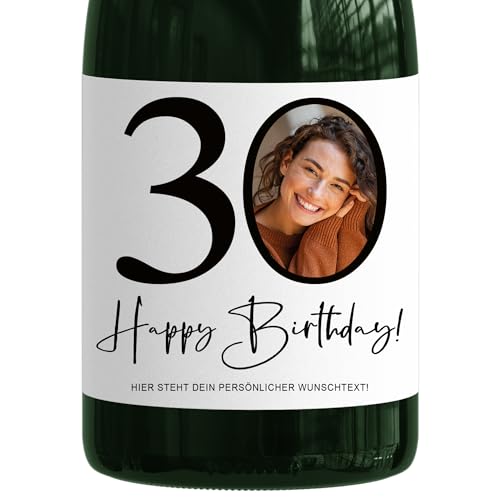 30. Geburtstag Sektetiketten personalisiert mit Foto Sekt Flaschenetiketten selbst gestalten Geburtstagsgeschenk Geschenk Sektflasche Etiketten 2 Stück | 9x13 cm von DEL MÀ Unique & Personal