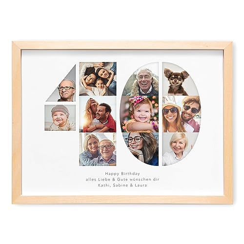 40. Geburtstag Frau Mann Fotogeschenk mit eigenem Foto personalisiertes Geburtstagsgeschenk Bilder Geschenkidee runder Geburtstag Fotocollage (mit oder ohne Bilderrahmen) (40) von DEL MÀ Unique & Personal