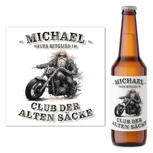 40. Geburtstag Mann Bieretiketten personalisiert Motorrad Männergeschenk Bier Geschenk für Männer Geburtstagsgeschenk Flaschenetikett Bierflaschen Etiketten 6 Stück | 9x9 cm (40 Jahre) von DEL MÀ Unique & Personal