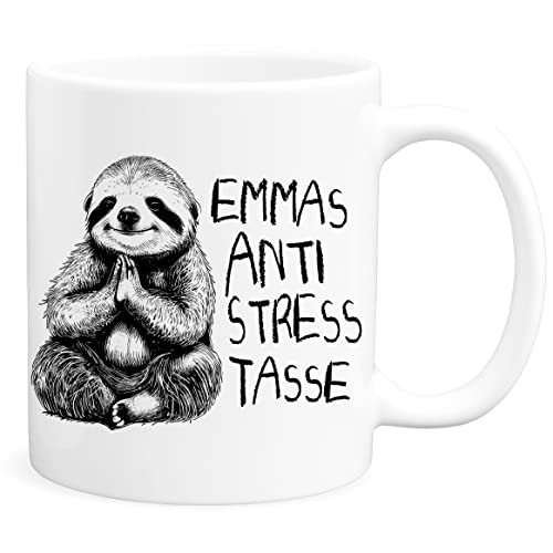 Anti Stress Tasse Faultier Faultiertasse Personalisiert mit Namen Lustige für Büro Kaffeetasse Kollegin Geschenk von DEL MÀ Unique & Personal