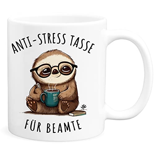 Beamten Tasse Anti Stress mit Faultier für Verbeamtung Beamtin Beamter Kaffeetasse Lustiges Geschenk Für Beamte von DEL MÀ Unique & Personal