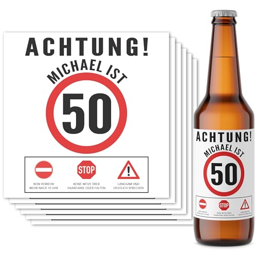 Bieretiketten personalisiert 50. Geburtstag Männergeschenk Bier Geschenk für Männer Geburtstagsgeschenk Flaschenetikett Bierflaschen Etiketten 6 Stück | 9x9 cm von DEL MÀ Unique & Personal