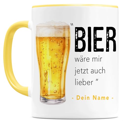 Biertasse Bier wäre mir jetzt auch lieber Tasse personalisiert Bier Geschenk für Männer Bester Freund Biergeschenk Männergeschenk Kaffeetasse aus Keramik mit Spruch von DEL MÀ Unique & Personal