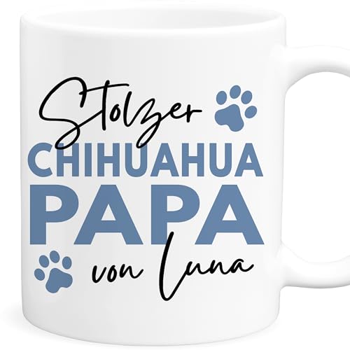 Chihuahua Tasse Hund personalisiert Tasse mit Namen Hundepapa Geschenk Hundebesitzer Hunde Hundetasse Kaffeetasse aus Keramik 330 ml Chihuahua Tasse Hund personalisiert Tasse mit Namen Hundepapa Geschenk Hundebesitzer Hunde Hundetasse Kaffeetasse aus Keramik 330 ml von DEL MÀ Unique & Personal