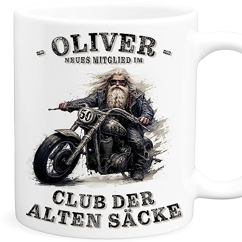 Club der alten Säcke 50 alter Sack Tasse Motorrad personalisiert Geschenk zum 50. Geburtstag Mann lustiges Geburtstagsgeschenk Kaffeetasse Biker (50) von DEL MÀ Unique & Personal