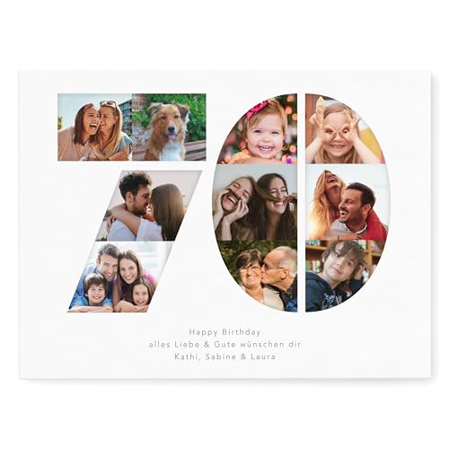 DEL MÀ Unique & Personal 70. Geburtstag Frau Mann Fotogeschenk mit eigenem Foto personalisierte Leinwand Fotocollage Geburtstagsgeschenk runder Geburtstag 30x40 cm von DEL MÀ Unique & Personal