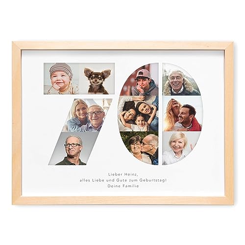 DEL MÀ Unique & Personal 70. Geburtstag Frau Mann Fotogeschenk mit eigenem Foto personalisiertes Geburtstagsgeschenk Bilder Geschenkidee runder Geburtstag Fotocollage (mit oder ohne Bilderrahmen) von DEL MÀ Unique & Personal