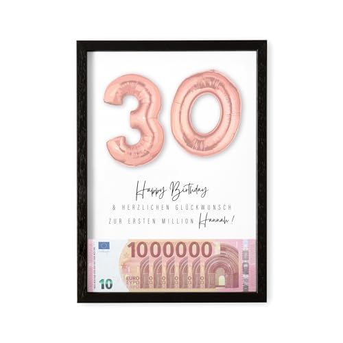 DEL MÀ Unique & Personal Deine erste Million Geschenk 30. Geburtstag personalisiert mit Namen Bilderrahmen Geldgeschenk Verpackung DIN A4 inkl. Rahmen (Rosegold, 30. Geburtstag) von DEL MÀ Unique & Personal