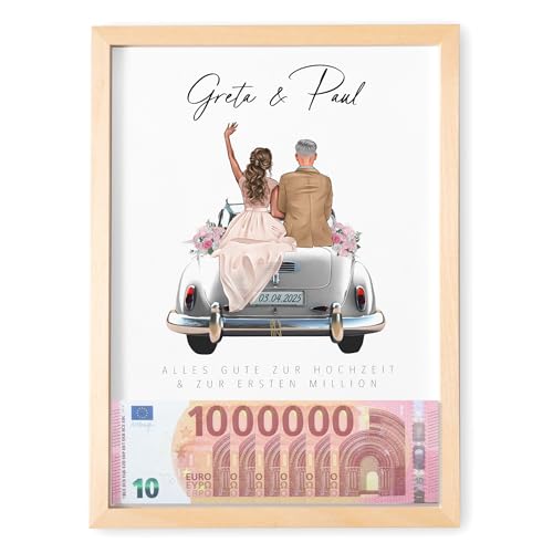 DEL MÀ Unique & Personal Eure erste Million Hochzeitsgeschenk personalisiertes Geldgeschenk zur Hochzeit mit Brautpaar Geld Verpackung (mit oder ohne Bilderrahmen) (Eure Erste Million V2) von DEL MÀ Unique & Personal
