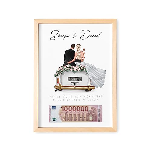 DEL MÀ Unique & Personal Eure erste Million Hochzeitsgeschenk personalisiertes Geldgeschenk zur Hochzeit mit Brautpaar Geld Verpackung (mit oder ohne Bilderrahmen) von DEL MÀ Unique & Personal