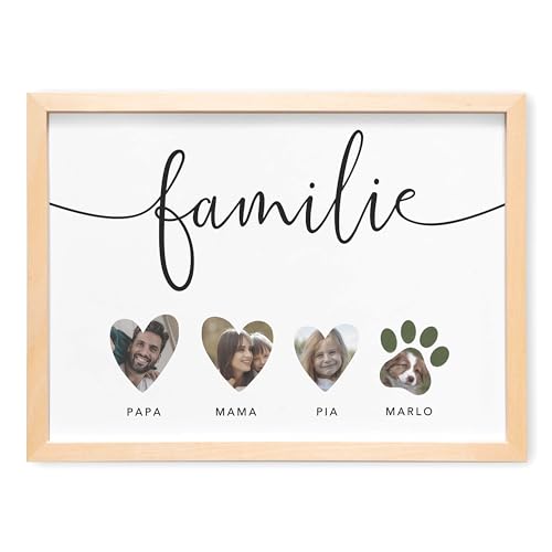 DEL MÀ Unique & Personal Familien Bild Familienbild personalisiert Fotogeschenk Kinder mit Fotos & Namen Familie Einzugsgeschenk Wohnung Einweihungsgeschenk Haus (mit oder ohne Rahmen) von DEL MÀ Unique & Personal