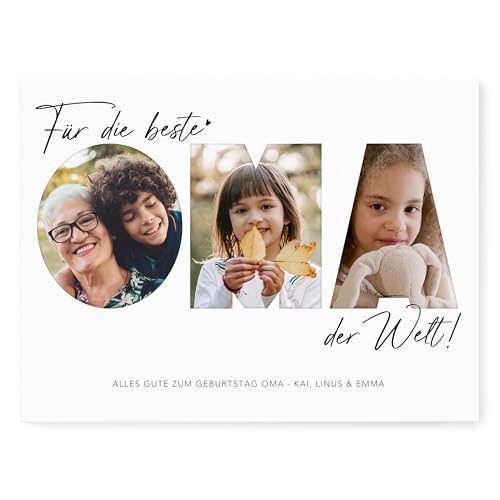 DEL MÀ Unique & Personal Geburtstagsgeschenk Oma Muttertagsgeschenk personalisierte Leinwand Fotocollage Großmutter Fotoleinwand Muttertag Geschenk zum Geburtstag 30x40 cm von DEL MÀ Unique & Personal