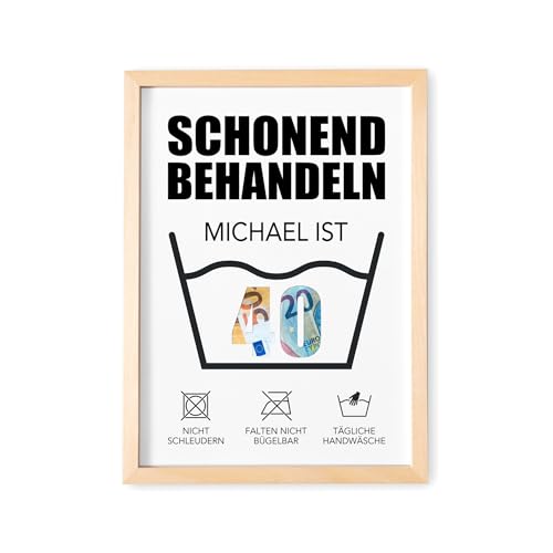 DEL MÀ Unique & Personal Geldgeschenk 40. Geburtstag Schonend Behandeln 40 Bild personalisierte Geldverpackung Verpackung Geld Geburtstagsgeschenk für Mann & Frau (mit oder ohne Rahmen) von DEL MÀ Unique & Personal