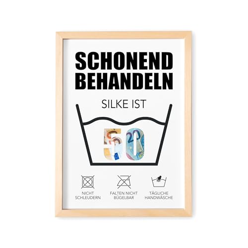 DEL MÀ Unique & Personal Geldgeschenk 50. Geburtstag Schonend Behandeln 50 Bild personalisierte Geldverpackung Verpackung Geld Geburtstagsgeschenk für Mann & Frau (mit oder ohne Rahmen) von DEL MÀ Unique & Personal