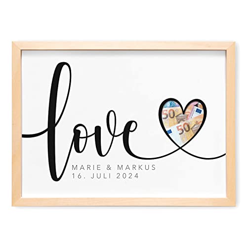 DEL MÀ Unique & Personal Geldgeschenk zur Hochzeit Personalisiertes Bild Love Hochzeitsgeschenk für Brautpaar Geld mit Bilderrahmen Hochzeitsposter Geld Verpackung von DEL MÀ Unique & Personal