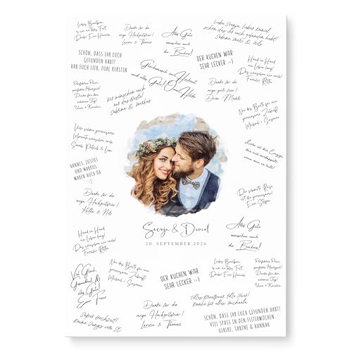 DEL MÀ Unique & Personal Hochzeit Gästebuch personalisierte Leinwand mit Foto Gästebuch Alternative Hochzeitsgeschenk 40x60 cm (OHNE Stift) von DEL MÀ Unique & Personal