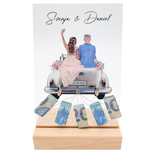 DEL MÀ Unique & Personal Hochzeitsgeschenk für Brautpaar personalisiertes Acrylglas Bild mit Hochzeitsauto Geschenk Hochzeit Geldgeschenk Verpackung 13x20 cm DEL MÀ Unique & Personal Hochzeitsgeschenk für Brautpaar personalisiertes Acrylglas Bild mit Hochzeitsauto Geschenk Hochzeit Geldgeschenk Verpackung 13x20 cm von DEL MÀ Unique & Personal