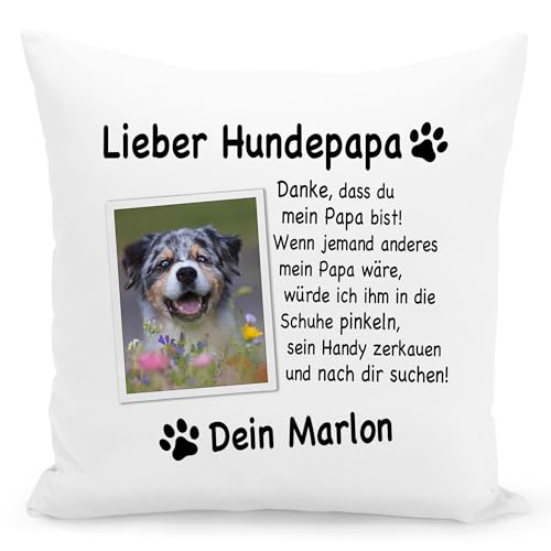 DEL MÀ Unique & Personal Hundepapa Geschenk Kissen personalisiertes Hundegeschenk Hunde Papa Hundebesitzer Hundeliebhaber Zierkissen Dekokissen 40x40 cm inkl. Füllung und Bezug von DEL MÀ Unique & Personal