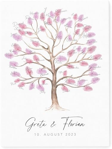 DEL MÀ Unique & Personal Leinwand Hochzeit Fingerabdruck personalisiert Hochzeitsbaum Hochzeit Gästebuch Mal Anders Alternative mit Baum für Fingerabdrücke 30x40 cm (OHNE Farbe) (Hochzeitsbaum) von DEL MÀ Unique & Personal