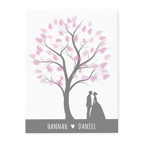 DEL MÀ Unique & Personal Leinwand Hochzeit Fingerabdruck personalisiert Hochzeitsbaum mit Brautpaar Hochzeit Gästebuch Mal Anders Alternative mit Fingerabdrücke 30x40 cm (OHNE Farbe) von DEL MÀ Unique & Personal