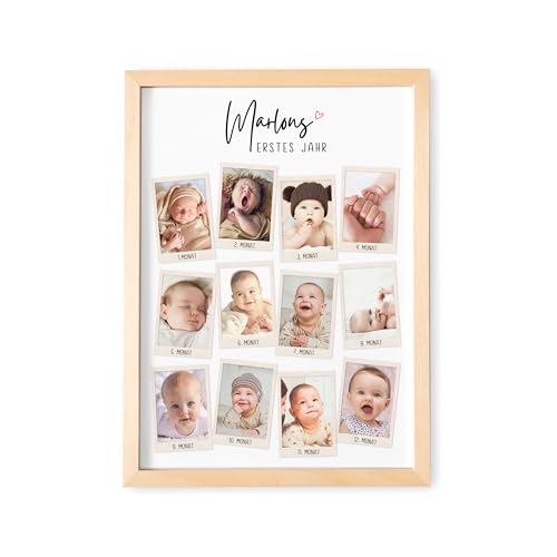 DEL MÀ Unique & Personal Mein erstes Jahr Bilderrahmen 12 Monate Baby personalisiertes Bild Geschenk 1. Geburtstag Mädchen Junge Meilenstein Erinnerung (mit oder ohne Rahmen) von DEL MÀ Unique & Personal