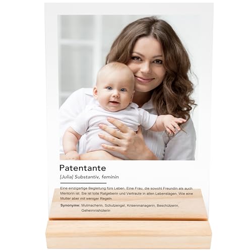 DEL MÀ Unique & Personal Patentante Geschenk personalisiert Acrylglas Bild mit Foto Taufpaten Fotogeschenk für Paten Tante 20x30 cm inkl. Holzfuß DEL MÀ Unique & Personal Patentante Geschenk personalisiert Acrylglas Bild mit Foto Taufpaten Fotogeschenk für Paten Tante 20x30 cm inkl. Holzfuß von DEL MÀ Unique & Personal