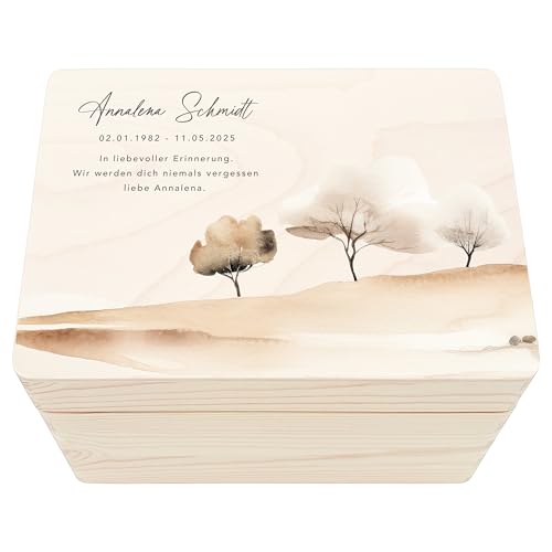 DEL MÀ Unique & Personal Trauerbox Trauergeschenk für Hinterbliebene personalisierte Erinnerungskiste Geschenk für Angehörige Erinnerungsbox Holzkiste 30x20x13 cm von DEL MÀ Unique & Personal