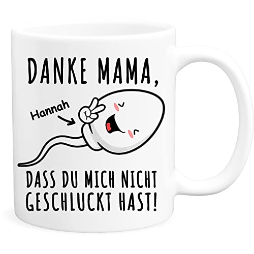 Danke Mama das du mich nicht geschluckt hast Tasse personalisiert mit Namen zum Muttertag Sperma Muttertagstasse Kaffeetasse Muttertagsgeschenk von DEL MÀ Unique & Personal