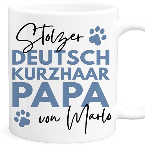 Deutsch Kurzhaar Tasse Hund personalisiert Tasse mit Namen Hundepapa Geschenk Hundebesitzer Hunde Hundetasse Kaffeetasse aus Keramik 330 ml von DEL MÀ Unique & Personal