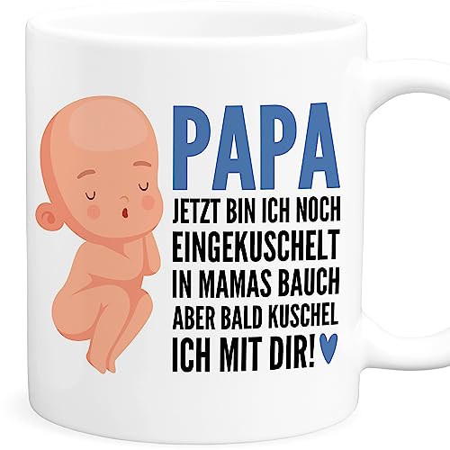 Du wirst Papa Tasse Überraschung Schwangerschaft verkünden Vater Spruch Baby im Bauch Vatertag Geschenk Kaffeetasse aus Keramik 330 ml von DEL MÀ Unique & Personal
