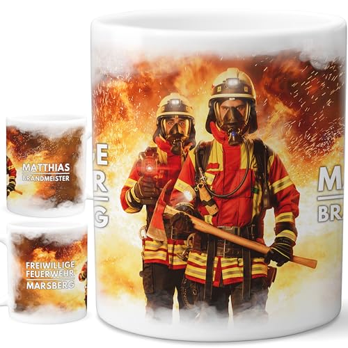 Feuerwehr Tasse Männer personalisierte Feuerwehrtasse für Freiwillige Feuerwehr Becher Feuerwehrmann Geschenk Feuerwehrfrau Jugendfeuerwehr Kaffeetasse aus Keramik von DEL MÀ Unique & Personal