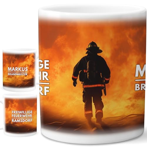 Feuerwehr Tasse personalisierte Feuerwehrtasse für Freiwillige Feuerwehr Becher Feuerwehrmann Geschenk Feuerwehrfrau Jugendfeuerwehr Kaffeetasse aus Keramik von DEL MÀ Unique & Personal