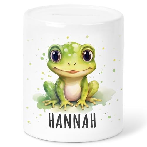 Frosch Spardose Kinder personalisiert mit Namen Geldgeschenk zum Geburtstag für Jungen & Mädchen Geschenk Sparschwein aus Keramik von DEL MÀ Unique & Personal