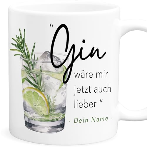 Gin wäre mir jetzt auch lieber Tasse personalisiert Keramik Tasse mit Spruch lustiges Gin Tonic Geschenk für Frau Mann Arbeitskollege Büro Kaffeetasse von DEL MÀ Unique & Personal