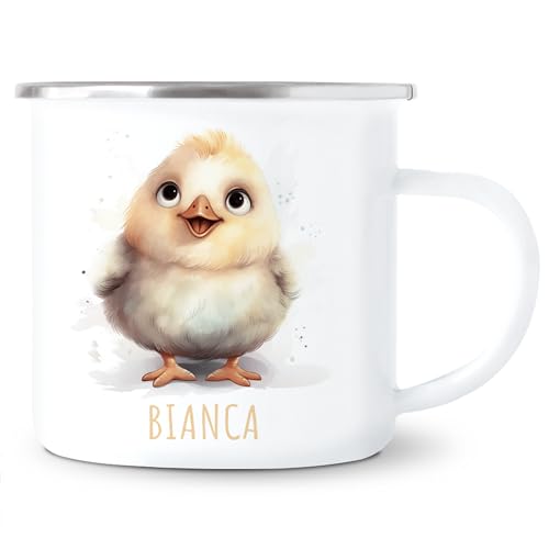Huhn Emaille Tasse Kinder Trinkbecher personalisierte Kindertasse mit Namen süßer Kinderbecher für Mädchen & Jungen Geschenk Emaille Becher 300 ml Huhn Emaille Tasse Kinder Trinkbecher personalisierte Kindertasse mit Namen süßer Kinderbecher für Mädchen & Jungen Geschenk Emaille Becher 300 ml von DEL MÀ Unique & Personal