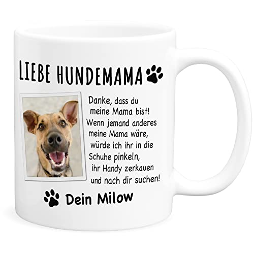 Hundemama Tasse Hund Personalisiertes Geschenk für Hundebesitzer Hundemotiv Hundeliebhaber Hunde Mama Kaffeetasse aus Keramik 330 ml von DEL MÀ Unique & Personal