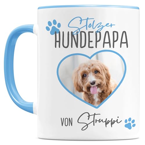 Hundepapa Tasse personalisiert Hunde Fototasse mit eigenem Bild & Namen Geschenk für Hundebesitzer Hundeliebhaber Kaffeetasse aus Keramik 330 ml von DEL MÀ Unique & Personal