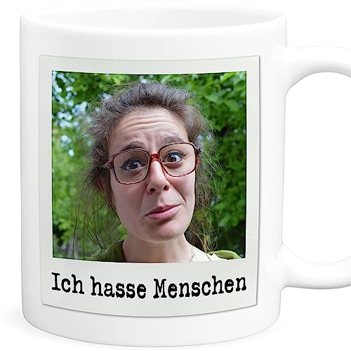 Ich hasse Menschen Tasse personalisiert mit Foto Lustige Fototasse mit Spruch Geschenk Kaffeetasse aus Keramik 330 ml von DEL MÀ Unique & Personal