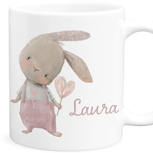 Kindertasse mit Namen Hase personalisierte Tasse Mädchen Kinder süßer Kinderbecher Trinkbecher aus Keramik von DEL MÀ Unique & Personal