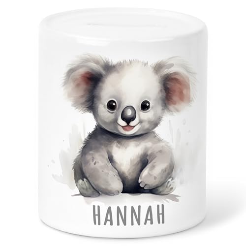 Koala Spardose Kinder personalisiert mit Namen Geldgeschenk zum Geburtstag für Jungen & Mädchen Geschenk Sparschwein aus Keramik von DEL MÀ Unique & Personal