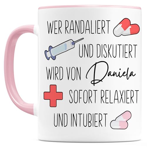 Krankenschwester Tasse Rettungsdienst personalisiert Geschenk Notfallsanitäter Kollegin Abschied Dankeschön Kaffeetasse aus Keramik 330 ml von DEL MÀ Unique & Personal