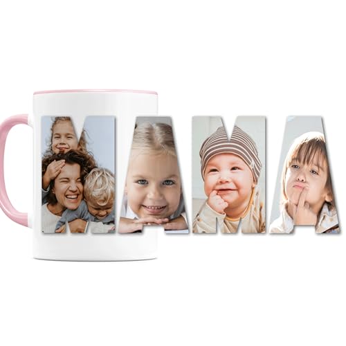 Mama Fototasse mit eigenem Bild personalisiert Tasse mit Fotos Fotogeschenk für Mutter Geschenk Muttertag Kaffeetasse aus Keramik 330 ml von DEL MÀ Unique & Personal