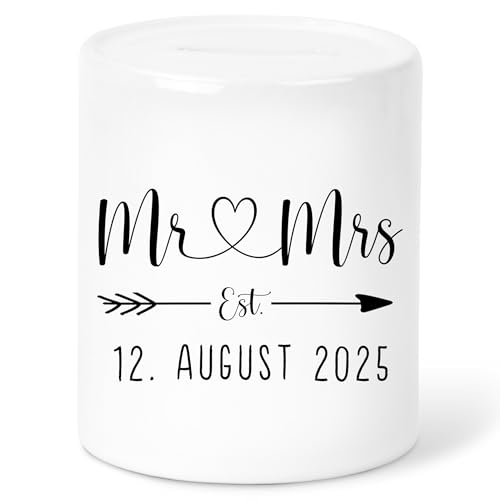Mr und Mrs spardose personalisierte Hochzeitsspardose Hochzeitsgeschenk Geld zur Hochzeit Geldgeschenk Sparschwein Sparbüchse aus Keramik von DEL MÀ Unique & Personal