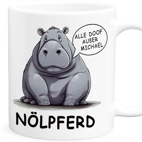 Nölpferd Tasse mit Spruch personalisiert mit Name für Arbeitskollegin Geschenk Arbeitskollege Büro Arbeit Namenstasse Nilpferd Kaffeetasse aus Keramik 330 ml von DEL MÀ Unique & Personal