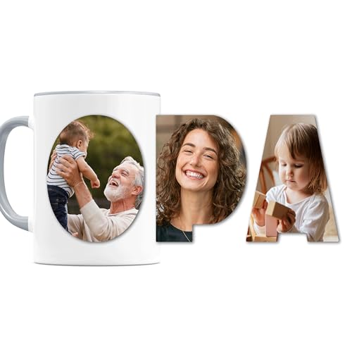 Opa Fototasse mit eigenem Bild personalisiert Tasse mit Fotos Fotogeschenk für Großvater Geschenk Vatertag Kaffeetasse aus Keramik 330 ml von DEL MÀ Unique & Personal